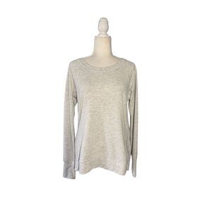 Yogalicous long sleeve, light gray crewneck top with thumb holes - M